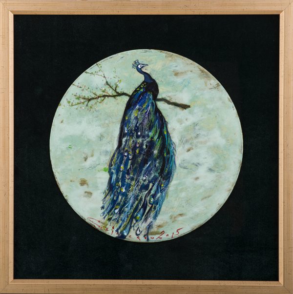 Păun I - pictură în ulei pe vinil — Iurie Cojocaru